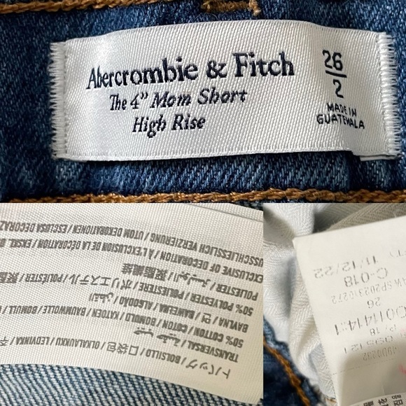 ABERCROMBIE & FITCH The 4” Mom Short High Rise Blue 26 - Picture 6 of 6